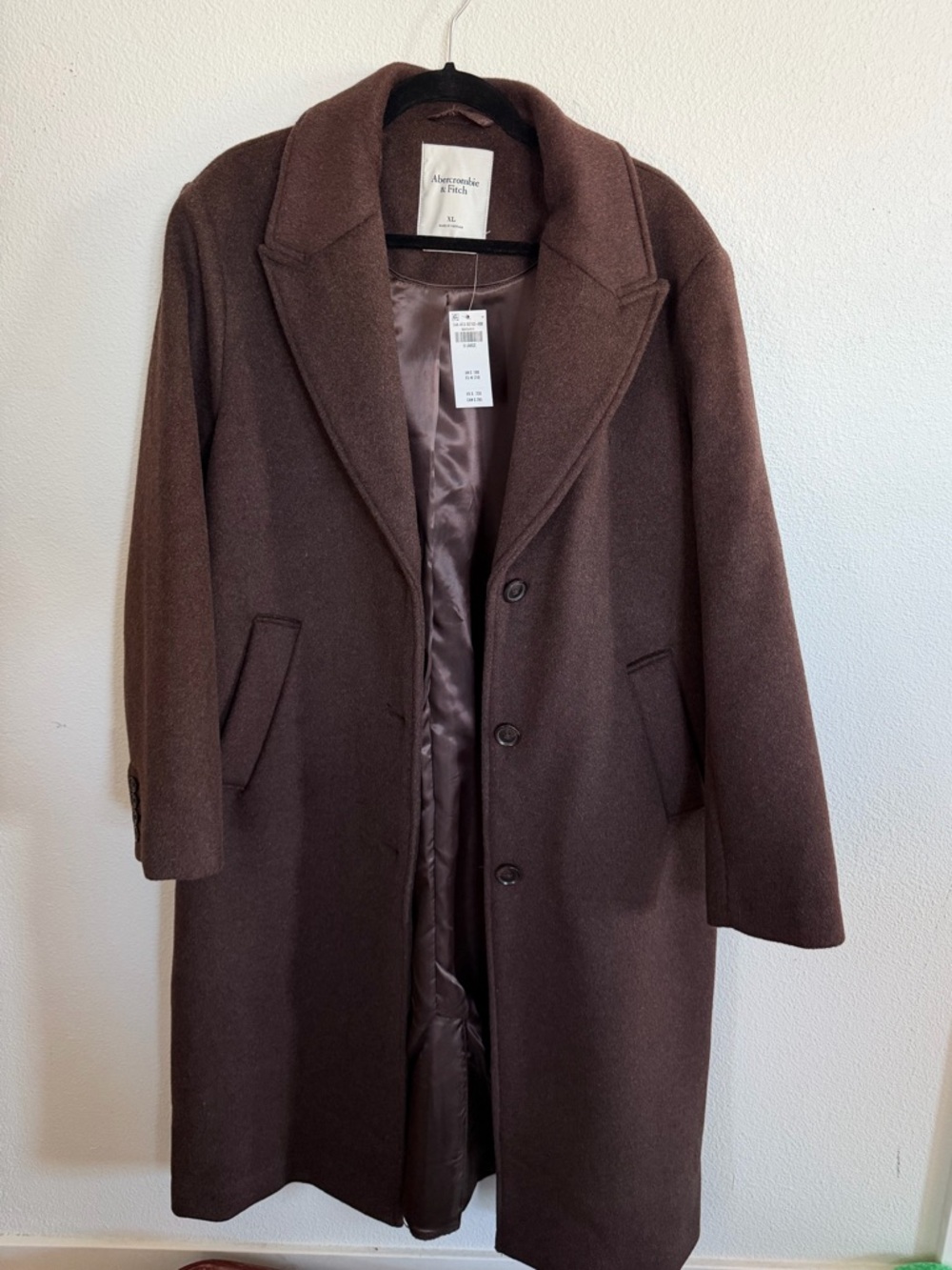 Abercrombie & Fitch Men's Dark Brown Wool Pea Coat